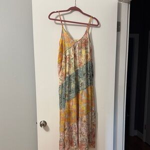 Mystree Asymmetrical Floral Dress in Yellow and Pink